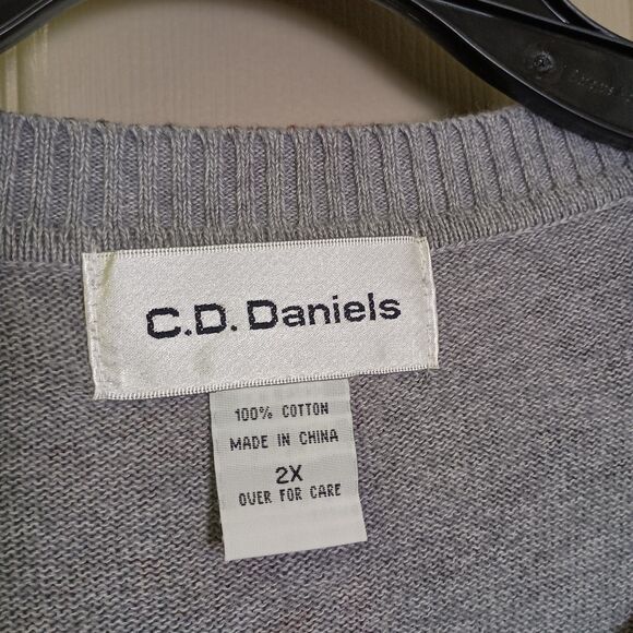 C. D. Daniels Womens Cardigan Size 2X Gray Floral Black Undershirt NWT Vintage - Picture 5 of 5